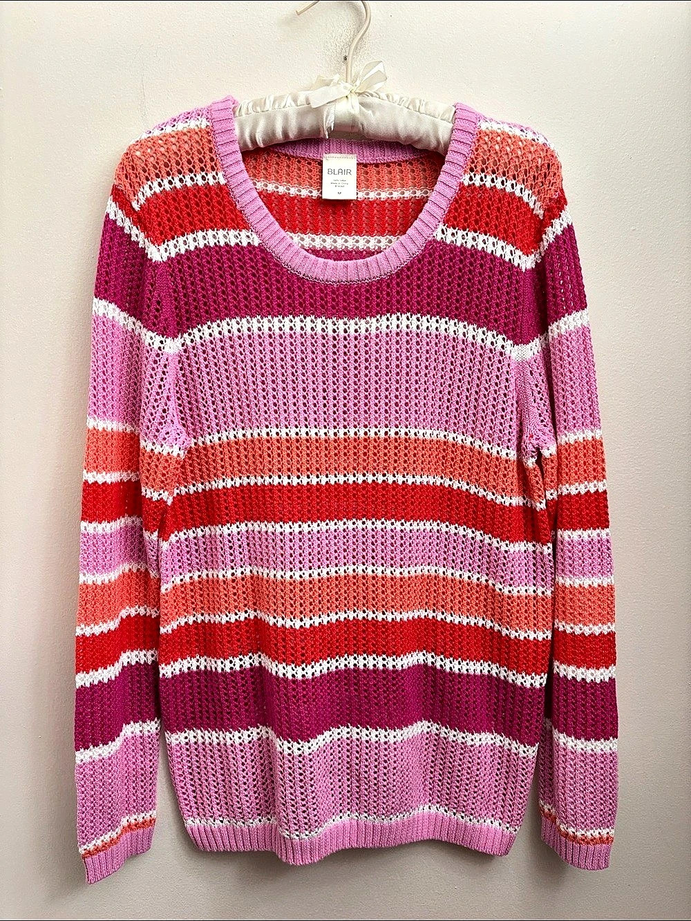 Blair Size Medium Striped Sweater in Pink & Orange